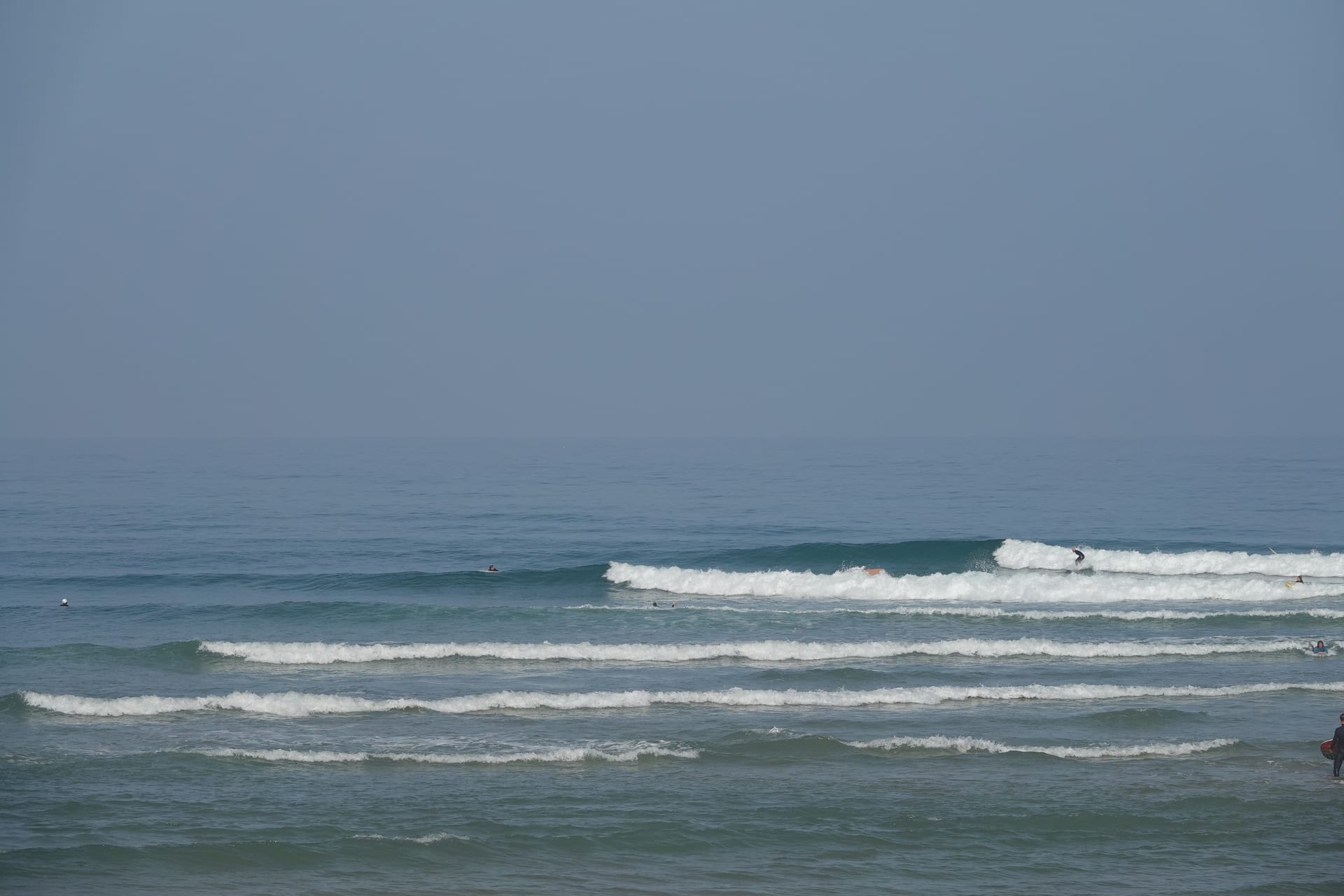 Clean Atlantic lines breaking along the coast near Hossegor